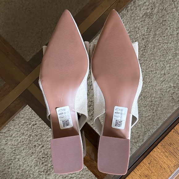 ASOS Design Pointed Toe Slingback Denim/Linen Bow Heels Size UK11/EU44/US13 - Picture 10 of 17